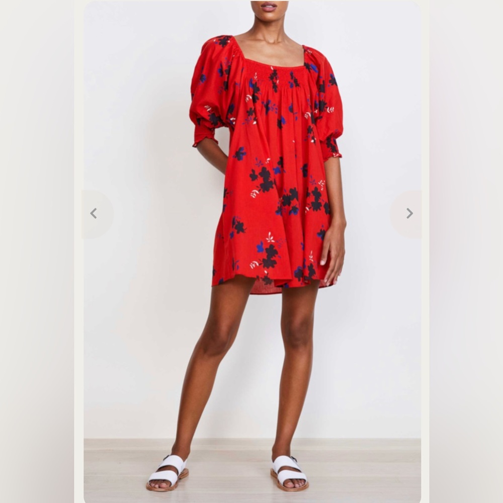Apiece Apart Red Floral Mini Dress